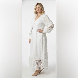 Boston Proper White Long Sleeve Lace Dress